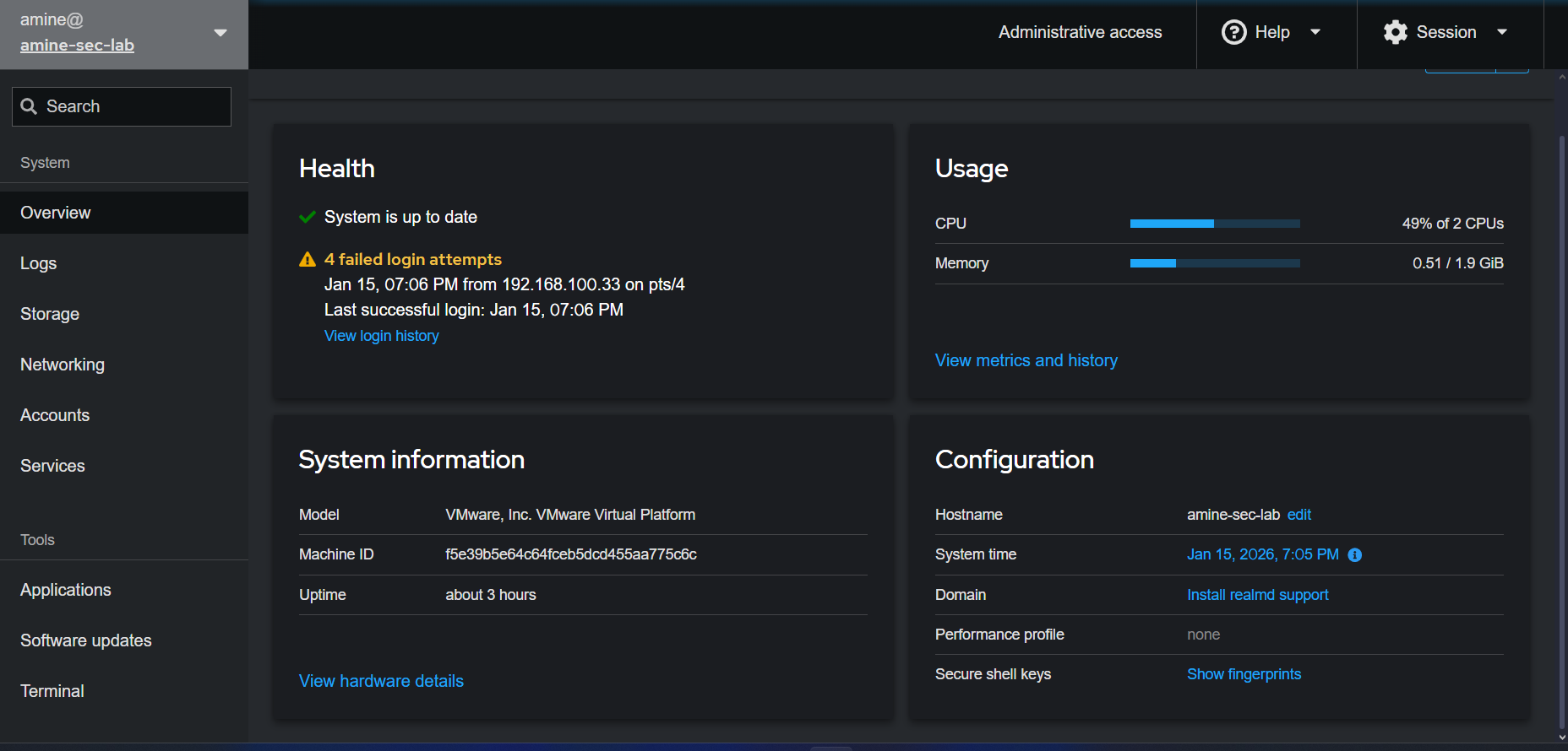 Cockpit Dashboard Interface